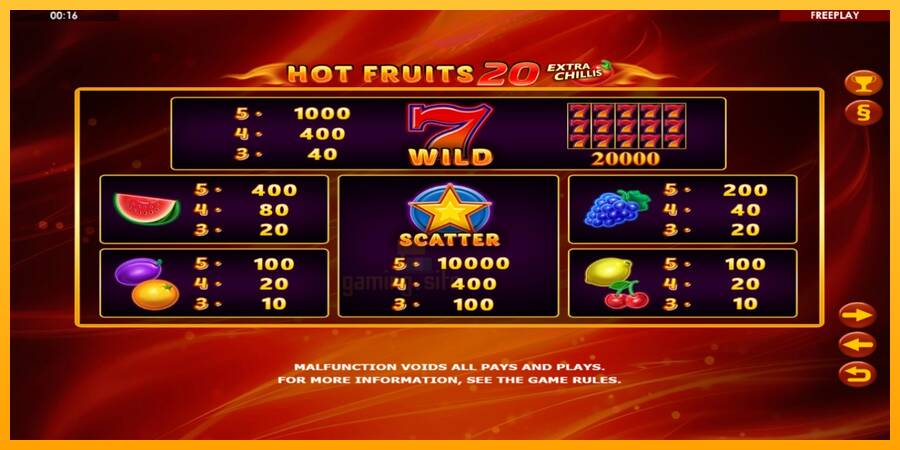 Hot Fruits 20 Extra Chillis gaming machine for money, picture 4