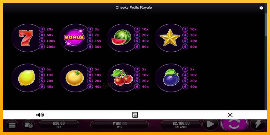 Cheeky Fruits 6 Royale gaming machine for money, picture 5