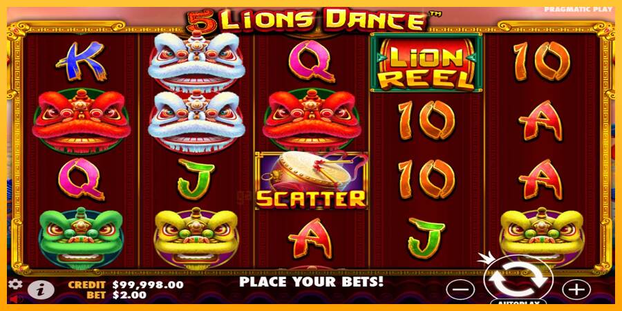 5 Lions Dance gaming machine for money, picture 2