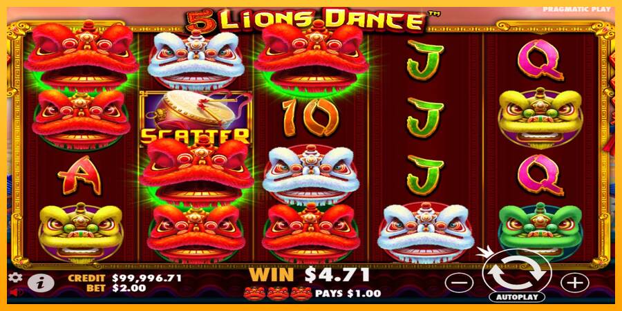 5 Lions Dance gaming machine for money, picture 3