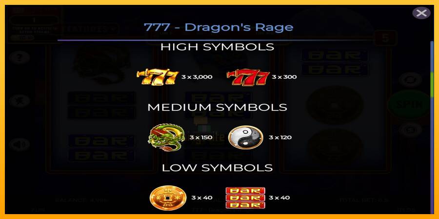 777 - Dragons Rage gaming machine for money, picture 5