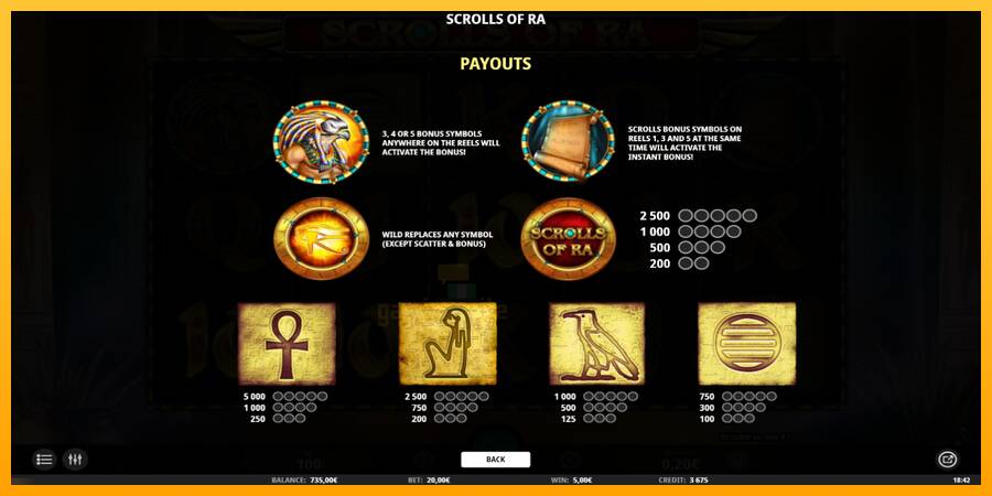 Scrolls of RA gaming machine for money, picture 4