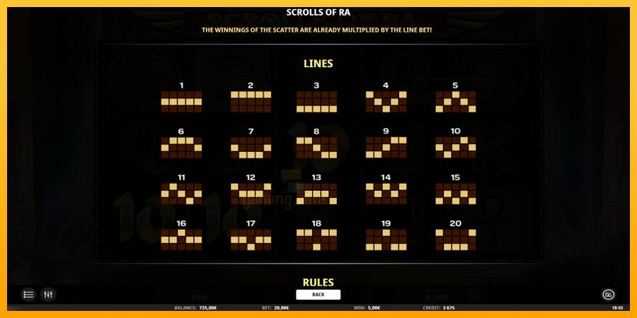 Scrolls of RA gaming machine for money, picture 5