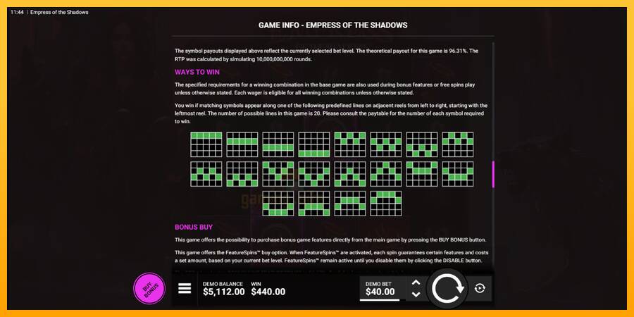 Empress of the Shadows gaming machine for money, picture 7