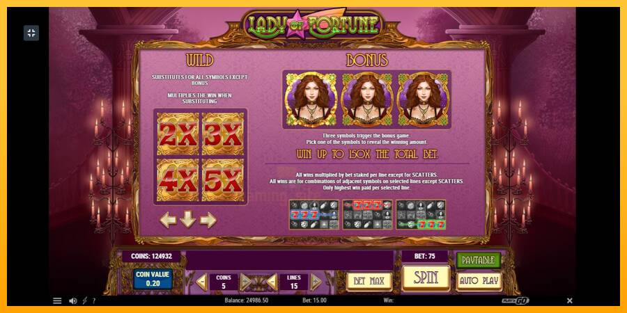 Lady of Fortune gaming machine for money, picture 5