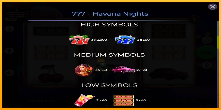 777 - Havana Nights gaming machine for money, picture 5