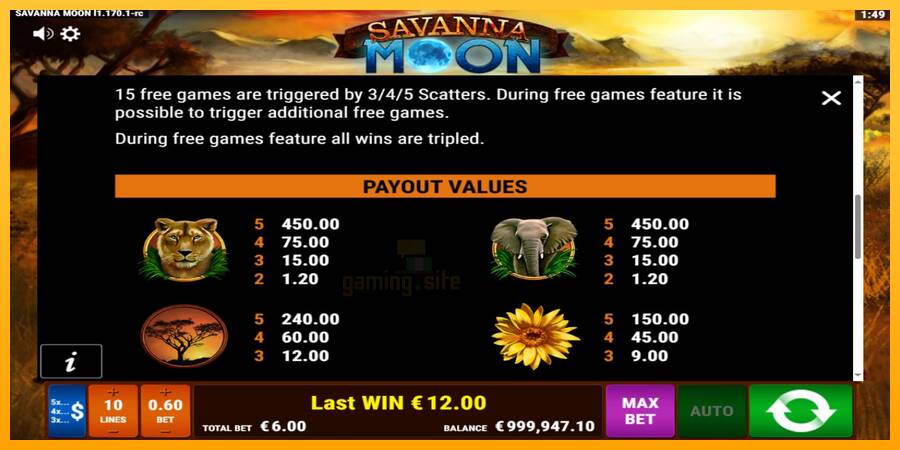 Savanna Moon gaming machine for money, picture 6