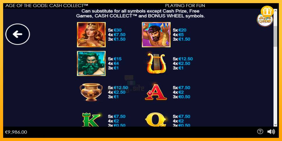 Age of the Gods Cash Collect gaming machine for money, picture 6