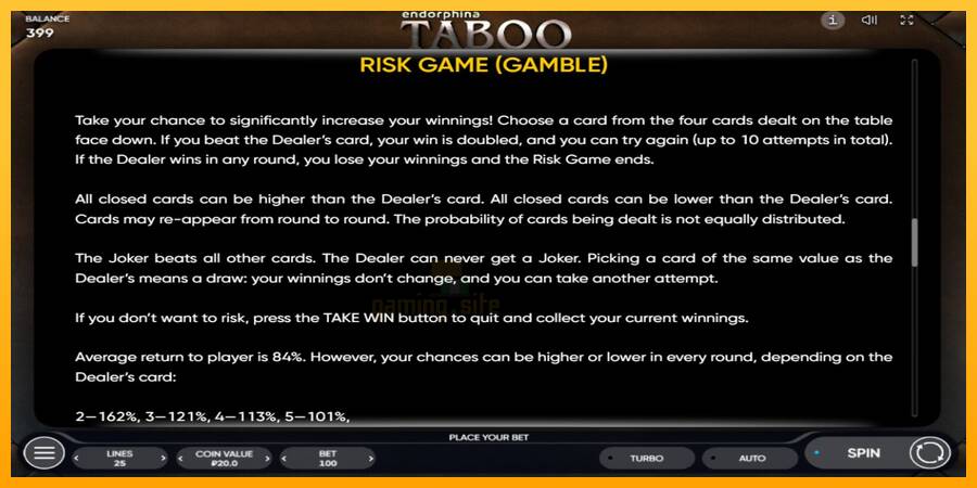 Taboo gaming machine for money, picture 7