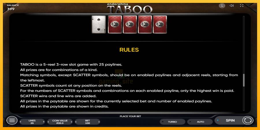 Taboo gaming machine for money, picture 8