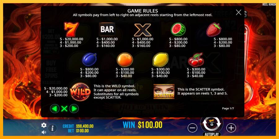 Hot to Burn - 7 Deadly Free Spins gaming machine for money, picture 5