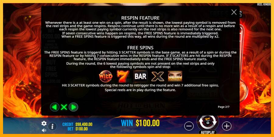 Hot to Burn - 7 Deadly Free Spins gaming machine for money, picture 6