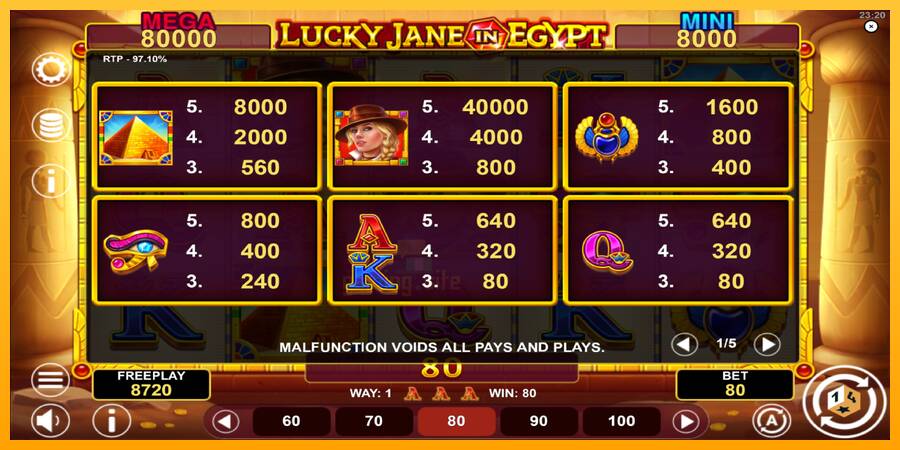 Lucky Jane in Egypt Hold & Win gaming machine for money, picture 5