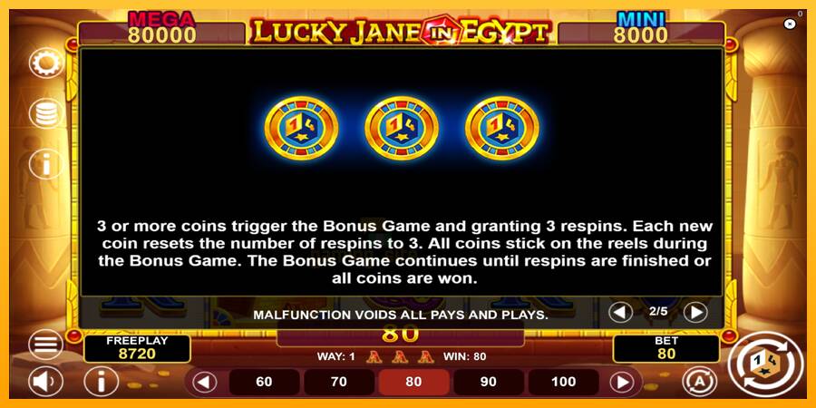 Lucky Jane in Egypt Hold & Win gaming machine for money, picture 6