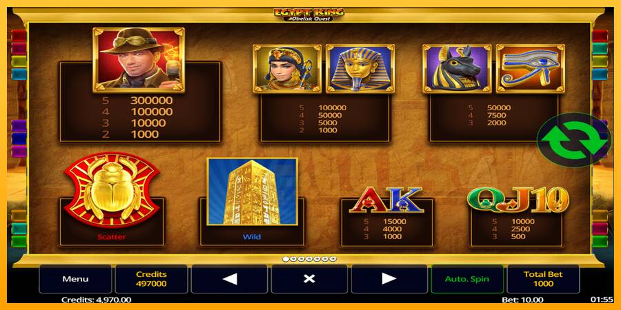 Egypt King Obelisk Quest gaming machine for money, picture 4