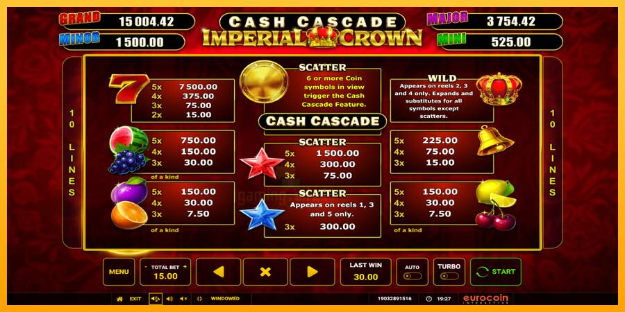 Cash Cascade Imperial Crown gaming machine for money, picture 5