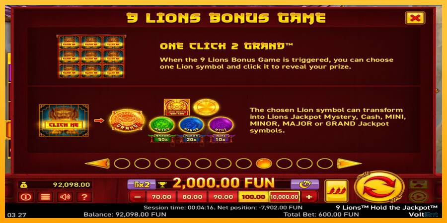 9 Lions: Hold The Jackpot gaming machine for money, picture 3