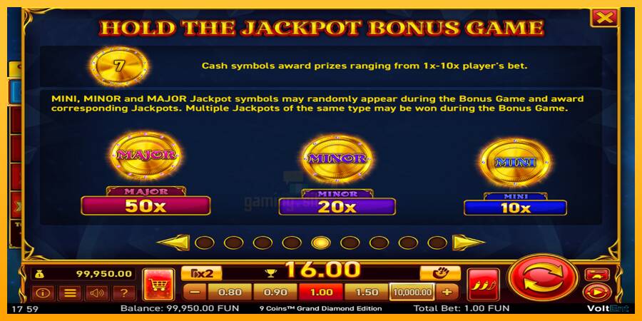 9 Coins Grand Diamond Edition Halloween Jackpots gaming machine for money, picture 5