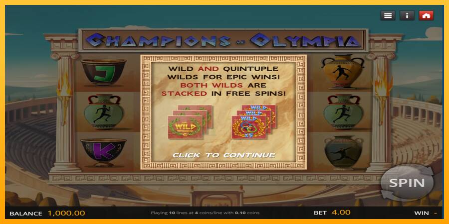 Champions of Olympia gaming machine for money, picture 1