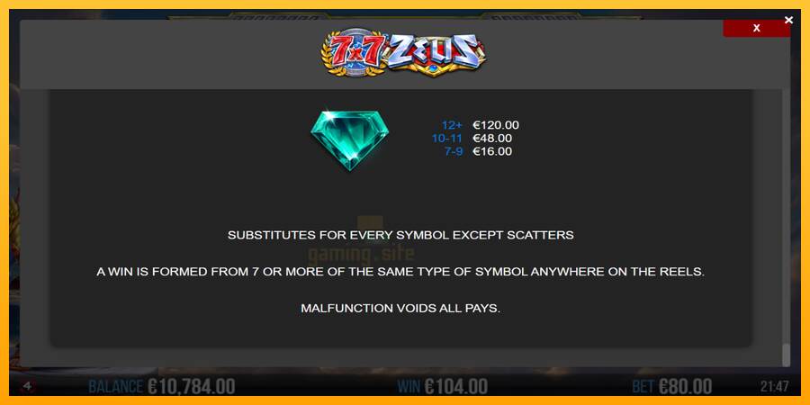 7x7 Zeus gaming machine for money, picture 7