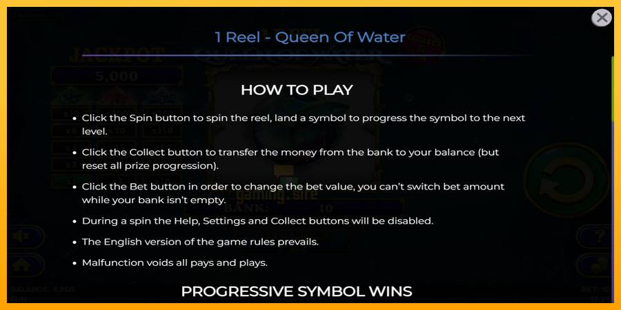 1 Reel Queen of Water gaming machine for money, picture 5