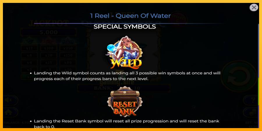 1 Reel Queen of Water gaming machine for money, picture 7