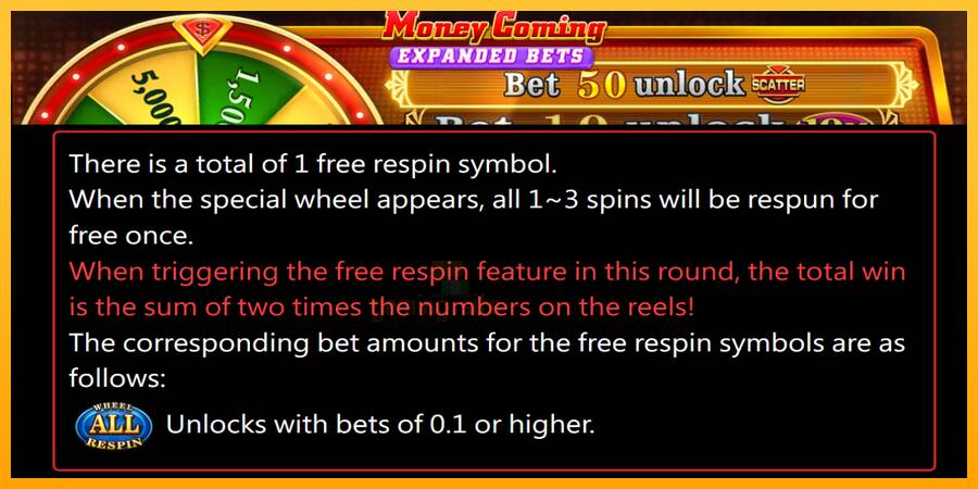 Money Coming 2 – Expanded Bets gaming machine for money, picture 6