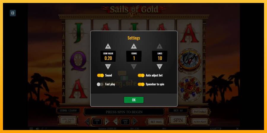 Sails of Gold gaming machine for money, picture 2