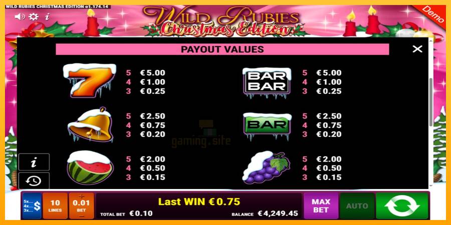 Wild Rubies Сhristmas Edition gaming machine for money, picture 6