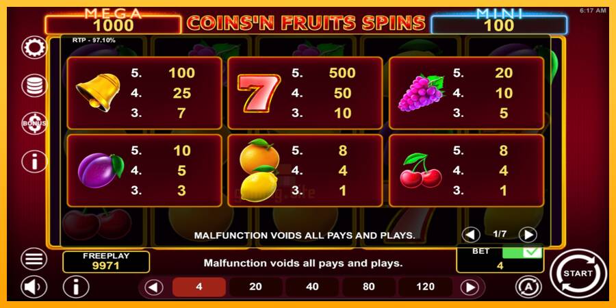 Coinsn Fruits Spins gaming machine for money, picture 5