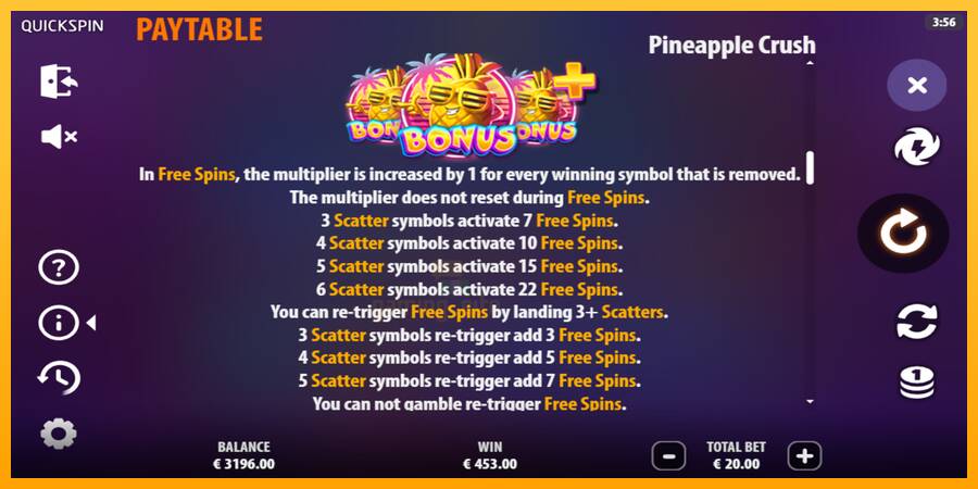 Pineapple Crush gaming machine for money, picture 6