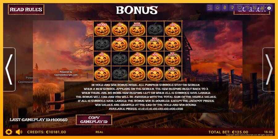 Haunted Haystacks - Spooky Hold and Win gaming machine for money, picture 7