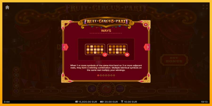 Fruit Circus Party gaming machine for money, picture 5