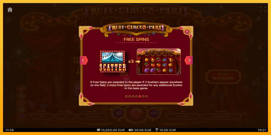 Fruit Circus Party gaming machine for money, picture 6