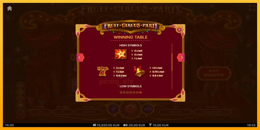 Fruit Circus Party gaming machine for money, picture 7