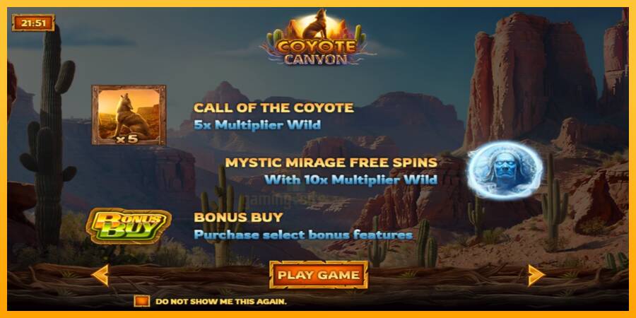 Coyote Canyon gaming machine for money, picture 1