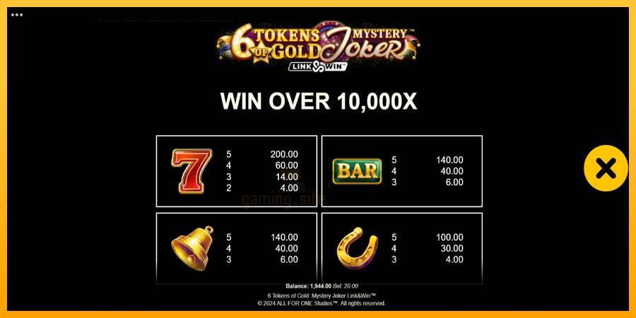 6 Tokens of Gold: Mystery Joker Link & Win gaming machine for money, picture 5