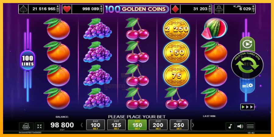 100 Golden Coins gaming machine for money, picture 2