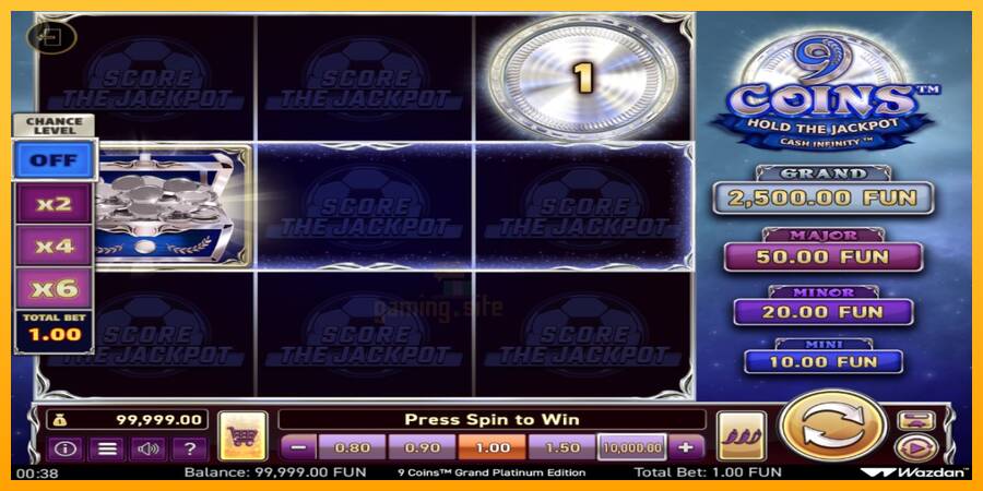 9 Coins Grand Platinum Edition Score The Jackpot gaming machine for money, picture 2