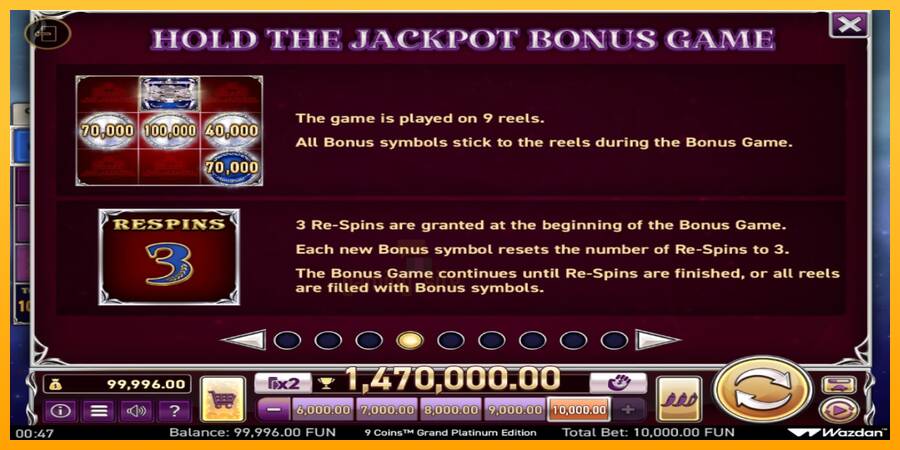 9 Coins Grand Platinum Edition Score The Jackpot gaming machine for money, picture 4