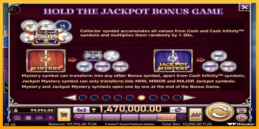 9 Coins Grand Platinum Edition Score The Jackpot gaming machine for money, picture 5