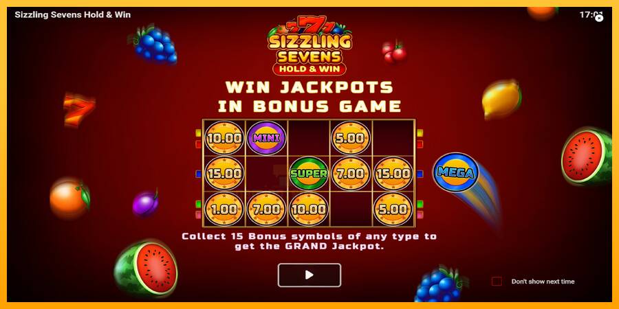 Sizzling Sevens Hold & Win gaming machine for money, picture 1