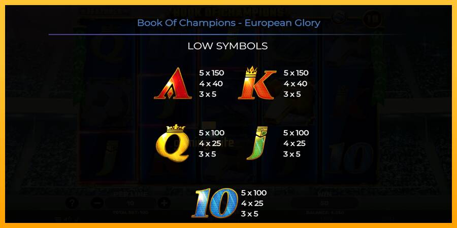 Book of Champions - European Glory gaming machine for money, picture 6