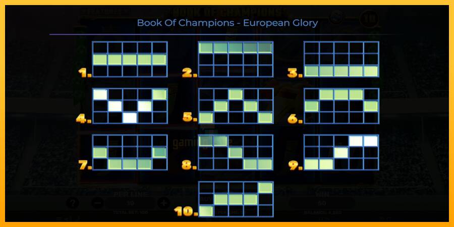 Book of Champions - European Glory gaming machine for money, picture 7