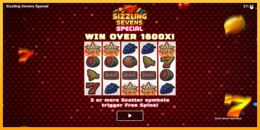 Sizzling Sevens Special gaming machine for money, picture 1