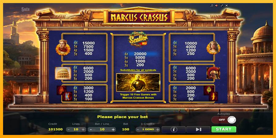 Marcus Crassus gaming machine for money, picture 5