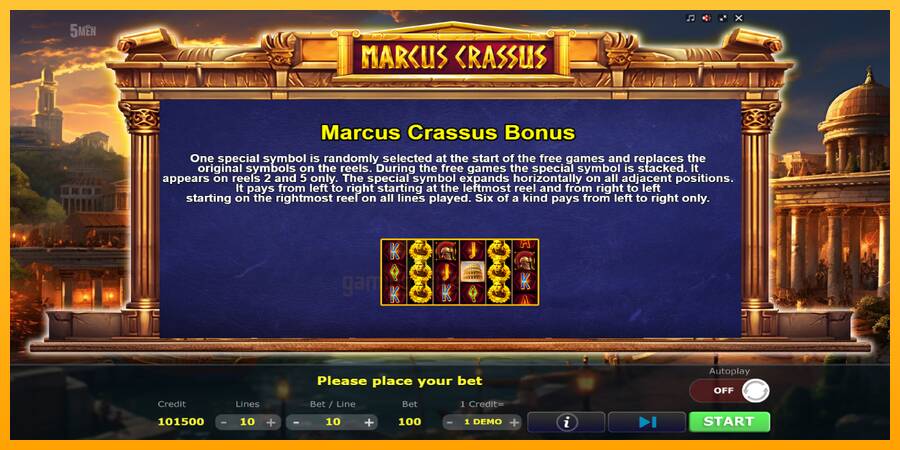 Marcus Crassus gaming machine for money, picture 6