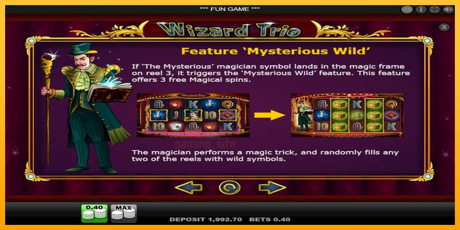 Wizard Trio gaming machine for money, picture 6