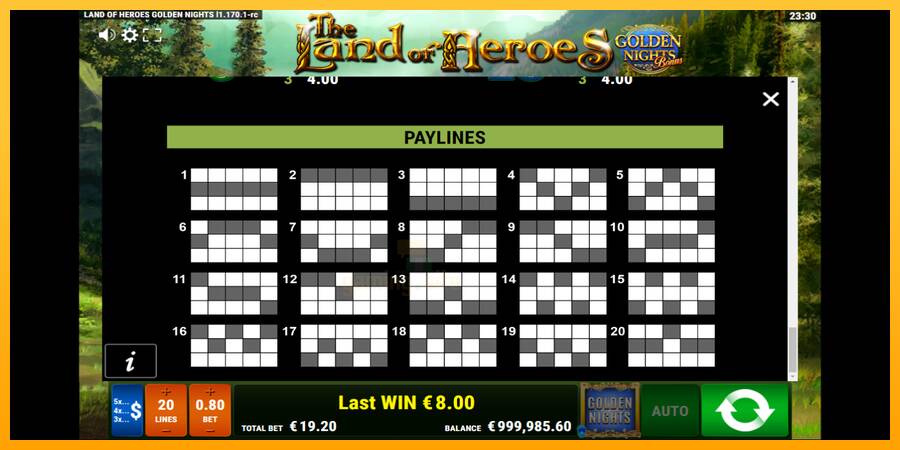 The Land of Heroes Golden Nights gaming machine for money, picture 7