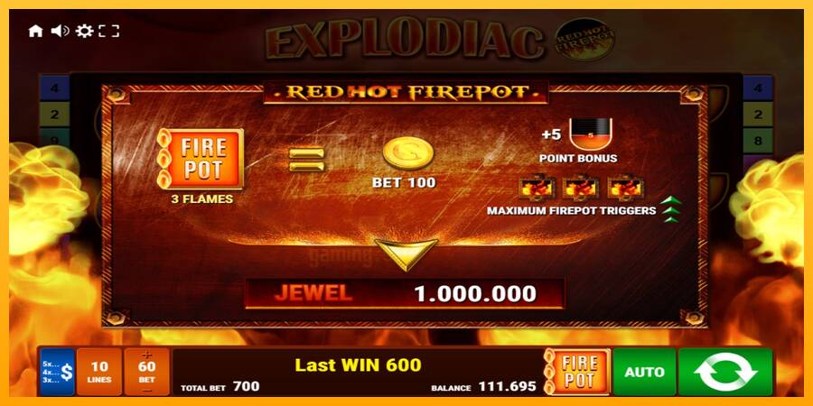 Explodiac Red Hot Firepot gaming machine for money, picture 6